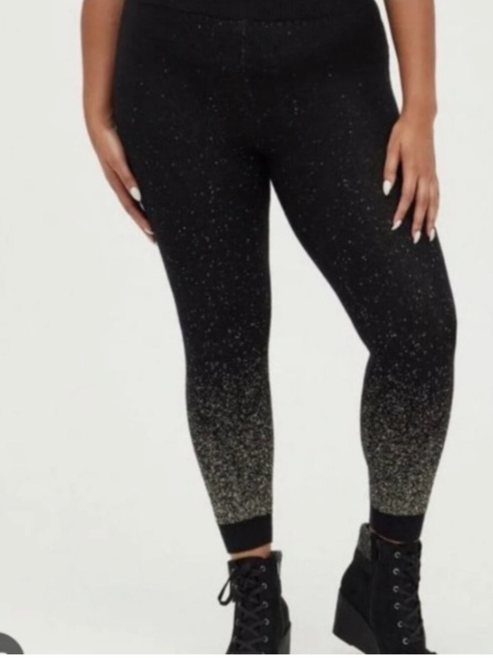 Torrid Lurex Black & Gold Ombre Glitter Sweater Legging